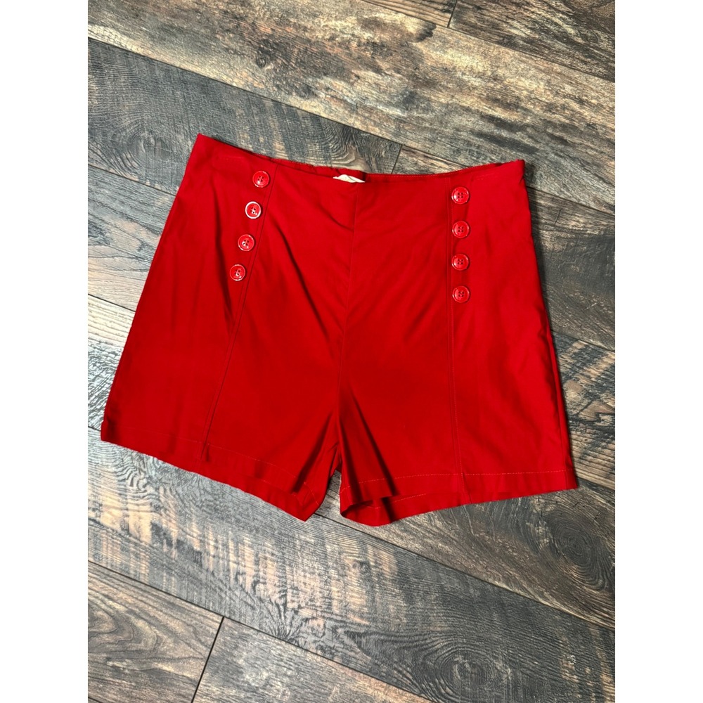 Belle Poque Red Sailor Shorts High Waisted Nautical Pin Up Retro Women XL NWT